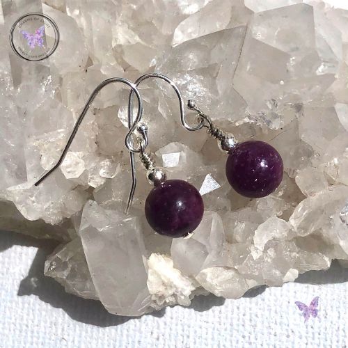 Classical Lepidolite Silver Earrings